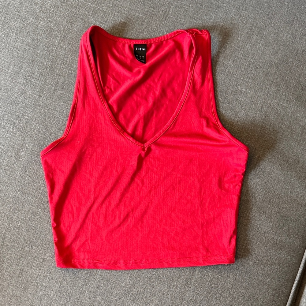SHEIN Vibrant Red V-Neck Tank Top